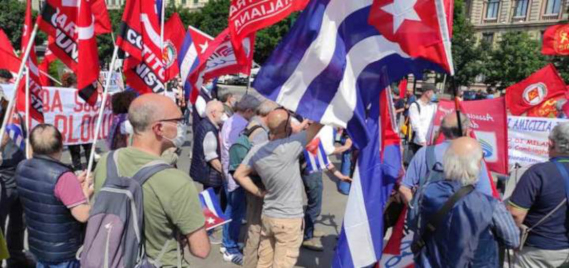Manifestazioni in Italia contro il blocco USA a Cuba